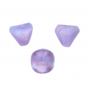 Perle marbrée, 3 faces taillées, violet 13 mm