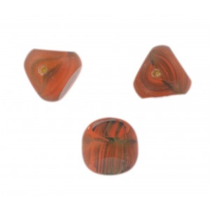 Marbled bead, 3 cut faces, "brick" color 13 mm