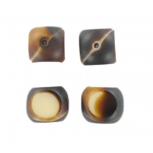 Perle taillée marbrée, 4 facettes, marron beige 14 mm