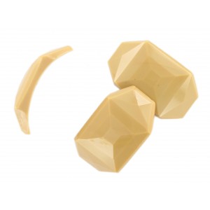 Curved faceted stone beige 40x25 mm