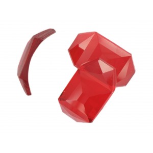 Curved faceted stone ruby 40x25 mm