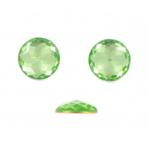 Round Swarovski cabochon with cut facets, peridot 18 mm