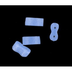 Two holes spacer with embossed pattern, blue opal 15x7 mm
