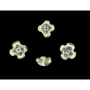 Two tone flower bead, crystal peridot 12 mm