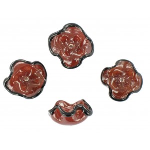 Two tone flower bead, brown black 18 mm