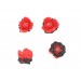 Flower bead, coral red black 12x15 mm