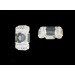 Two holes stone with embossed striations pattern, crystal 21x24 mm