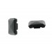 Two holes stone with embossed striations pattern, black 21x24 mm