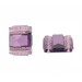 Two holes stone with embossed striations pattern, amethyst 21x24 mm