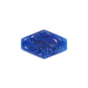 Hexagon cabochon with arabesque embossed pattern, lapis 30x19 mm
