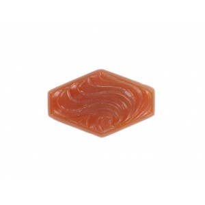 Hexagon cabochon with arabesque embossed pattern, cornelian 30x19 mm