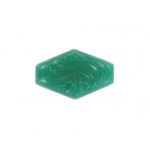 Hexagon cabochon with arabesque embossed pattern, chrysolite 30x19 mm