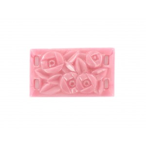Rectangle 4 holes with floral patterns, rose 33x19 mm Rectangle 4 holes with floral patterns, rose 33x19 mm