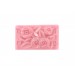 Rectangle 4 holes with floral patterns, rose 33x19 mm
