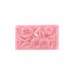 Rectangle 4 trous à décor floral, rose 33x19 mm