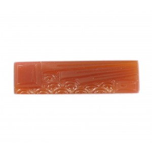 Rectangular cabochon with embossed art deco pattern, cornelian 37x10 mm