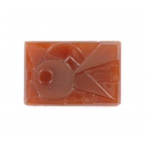 Rectangular cabochon with embossed shiny and matt art deco pattern, cornelian 30x20 mm