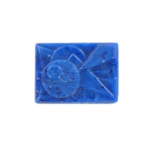 Rectangular cabochon with embossed shiny and matt art deco pattern, lapis speckled 25x18 mm