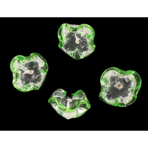 Two tone flower bead, crystal emerald 18 mm