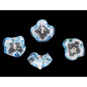Two tone flower bead, crystal aquamarine 18 mm