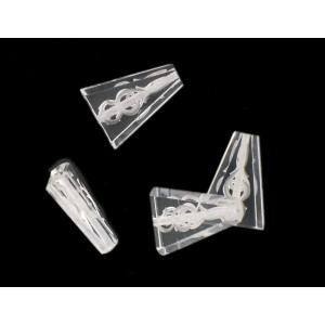 Triangular bead with engraved arabesques on 2 faces, crystal 20x15 mm