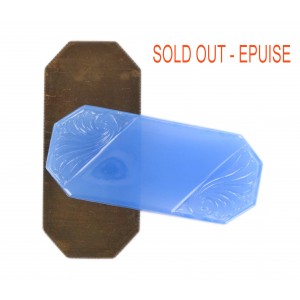 Octagon with arabesques and its raw cup, blue opal 41x18 mm