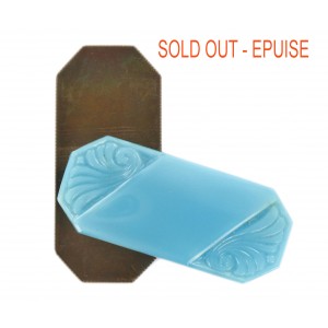Octogone arabesques et son plateau brut, lune turquoise 41x18 mm