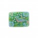 Cabochon rectangle peint avec oiseau en relief, vert 33x24 mm