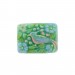 Rectangular painted cabochon with embossed bird, green 33x24 mm