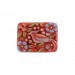 Rectangular painted cabochon with embossed bird, rust-colored 33x24 mm