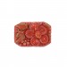 Rectangular painted cabochon with embossed flower, rust-colored 34x23 mm