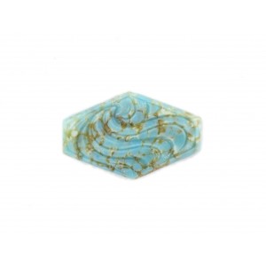 Hexagon cabochon with arabesque embossed pattern, turquoise matrix 30x19 mm