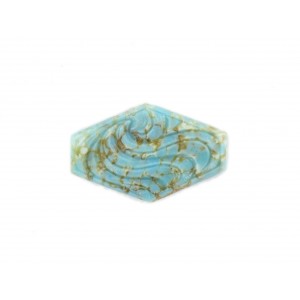 Cabochon hexagonal motifs arabesques en relief, turquoise matrix 30x19 mm