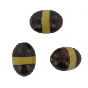 Two tone olive bead, brown and beige 23x17 mm