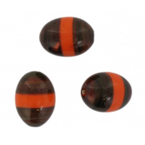 Perle olive bicolore, marron et orange 23x17 mm