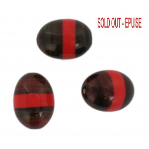 Two tone olive bead, brown and red 23x17 mm