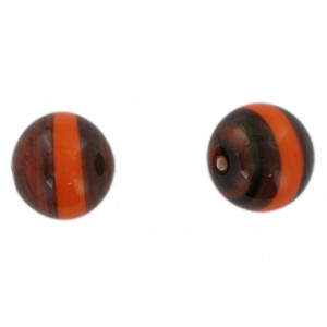 Perle ronde bicolore, marron et orange 20 mm