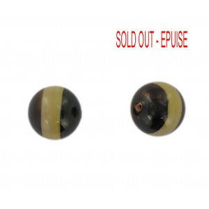 Two tone round bead, brown and beige 16 mm