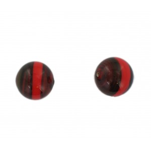 Perle ronde bicolore, marron et rouge 16 mm