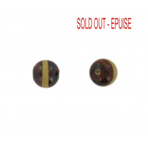 Two tone round bead, brown and beige 12 mm