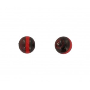 Perle ronde bicolore, marron et rouge 12 mm