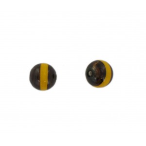 Perle ronde bicolore, marron et jaune 12 mm