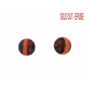 Two tone round bead, brown and pink 12 mm