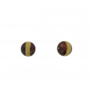 Two tone round bead, brown and beige 10 mm