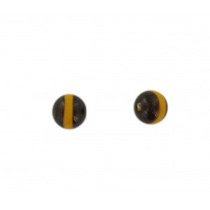 Perle ronde bicolore, marron et jaune 10 mm