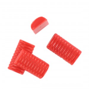 Rectangular striped cabochon, coral red 22x12 mm