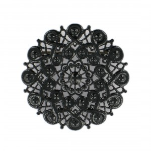 Round perforated brooch, black 43 mm