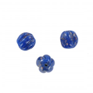 Perle de forme melon, lapis lazuli 12 mm